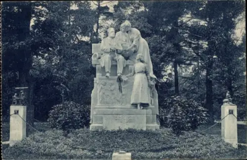 Ak Madrid Spanien, Statue, Parque del Retiro,  Campoamor, Grünanlagen