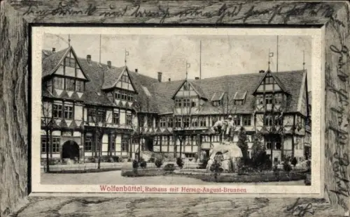 Ak Wolfenbüttel in Niedersachsen, Rathaus, Herzog-August-Brunnen, Wolfenbüttel