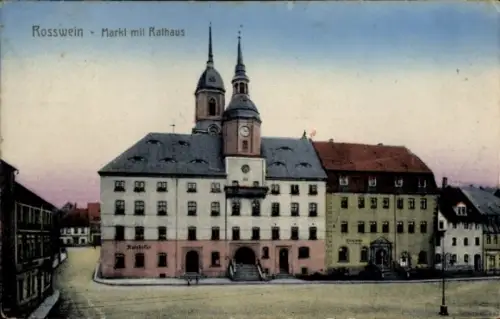 Ak Rosswein Roßwein in Sachsen,  Markt mit Rathaus, Ratskeller
