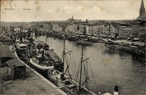 Ak Szczecin Stettin Pommern, Hafen
