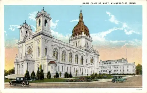 Ak Minneapolis Minnesota USA, Basilika von St. Mary,  Autos,  Architektur