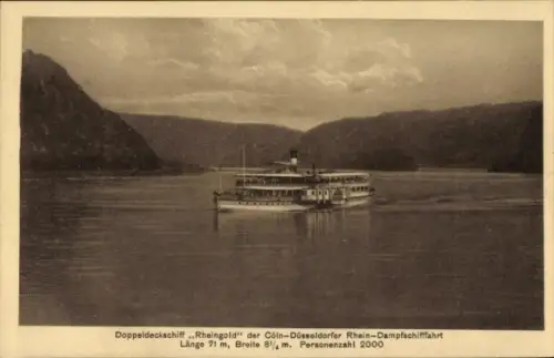 Ak Doppeldeckschiff Rheingold, Köln-Düsseldorfer Rhein-Dampfschifffahrt