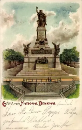 Litho Rüdesheim am Rhein, Niederwald Nationaldenkmal