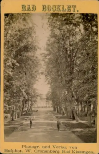 Ak Bad Kissingen Unterfranken Bayern, Schriftzug 'BAD BOOKLET', Fotograf W. Cronenberg,  Bäume, W