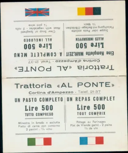 Klapp Ak Cortina d'Ampezzo Veneto, Trattoria Al Ponte, Gäste am Tisch