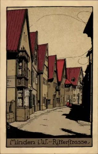 Steindruck Ak Minden in Westfalen, Ritterstraße