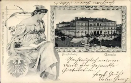 Ak Chemnitz in Sachsen, Hauptbahnhof   Architektur,  von Alfred Koch