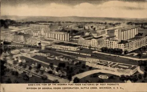 Ak Battle Creek Michigan USA, Modern Pure Food Factories of Post Products