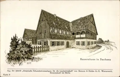 Künstler Ak Bauernhaus in Sachsen, Werbung