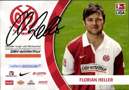 Autogrammkarte Florian Heller, 1. FSV Mainz 05, Portrait, Autogramm