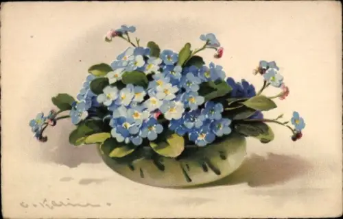 Künstler Ak Klein, Catharina, Vergissmeinnicht in einer Vase