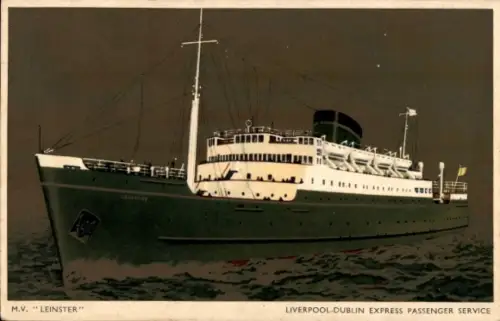 Ak Dampfer M.V. Leinster, Express-Fährschiff Liverpool - Dublin