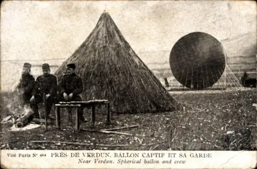CPA Pres de Verdun, Ballon Captif et sa Garde