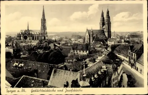 Ak Speyer am Rhein, Speyer a. Rh., Gedächtniskirche, Josefskirche, Stadtansicht