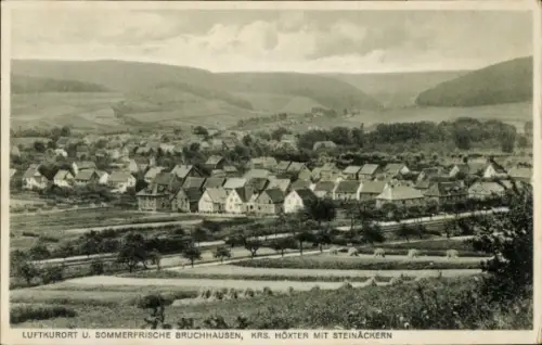 Ak Bruchhausen Höxter an der Weser, Landschaft mit Häusern, Feldern, Hügeln, Sommerfrische