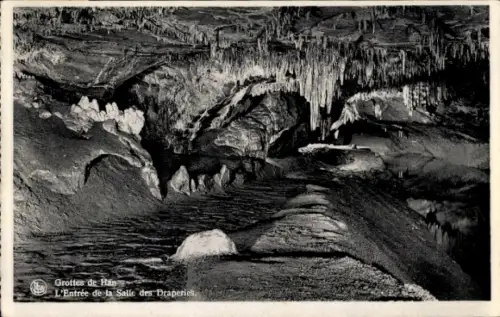 Ak Grotte de Han Han sur Lesse Wallonie Namur, Salle des Draperies