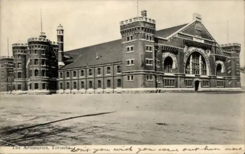 Ak Toronto Ontario Kanada, The Armouries,  Gebäude, Text