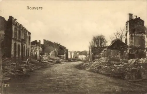 Ak Rouvers Moselle, Ortspartie, Ruinen