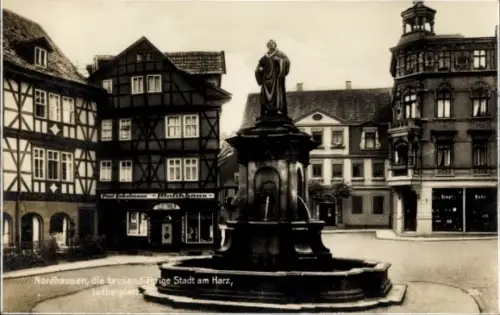 Ak Nordhausen am Harz, Lutherplatz, Brunnen