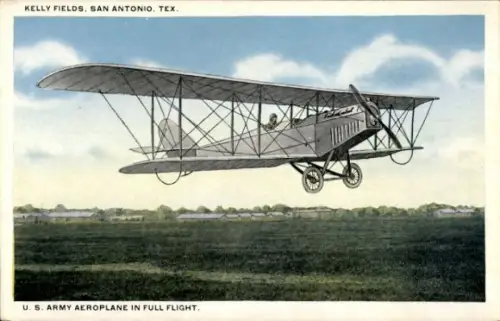 Ak San Antonio Texas USA, Kelly Fields, US Army Aeroplane in Full Flight