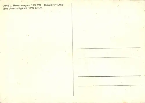 Ak Opel Rennwagen 1913