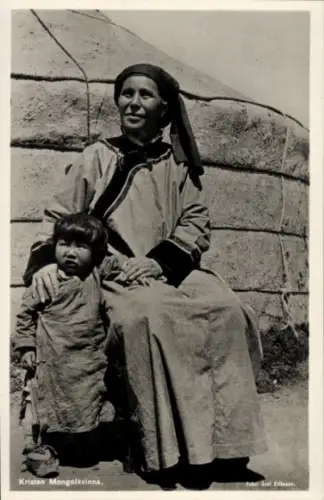 Ak Christliche Mongolin mit Kind