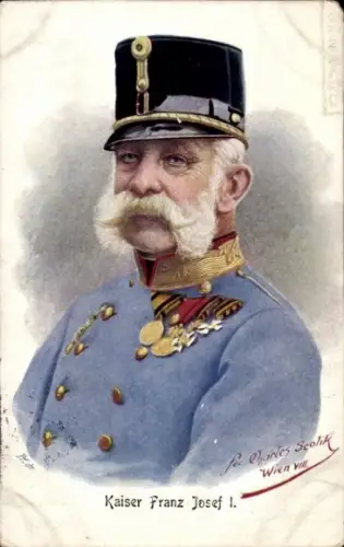 Künstler Ak Scolik, Charles, Kaiser Franz Joseph I., Portrait in Uniform, Farbig, BKWI 752-6