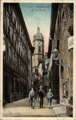 Ak Jena in Thüringen, Rathausgasse, Stadtkirche