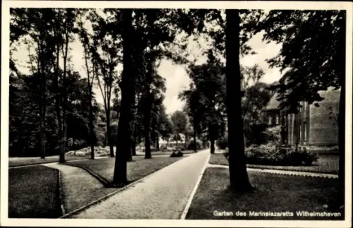Ak Wilhelmshaven in Niedersachsen, Garten des Marinelazaretts