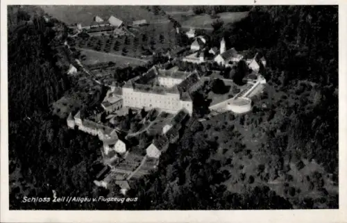 Ak Leutkirch im Allgäu Württemberg, Schloss Zeil, Fliegeraufnahme