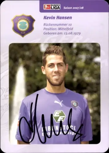 Autogrammkarte Fußballer Kevin Hansen, FC Erzgebirge Aue, Autogramm