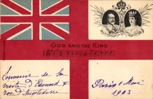 Ak God save the King, König Eduard VII., Alexandra von Dänemark