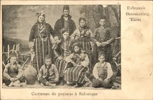 CPA Salonique Thessalonique Grèce, Costumes de paysans