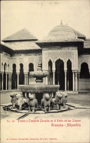 Ak Granada Andalusien Spanien, Brunnen, Tempel, Löwen, Patio de los Leones, Granada, Alhambra