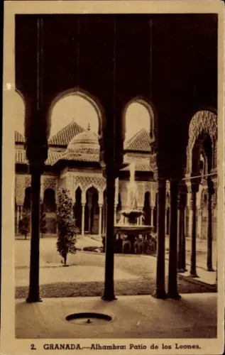 Ak Granada Andalusien Spanien, Alhambra, Patio de los Leones,   Architektur