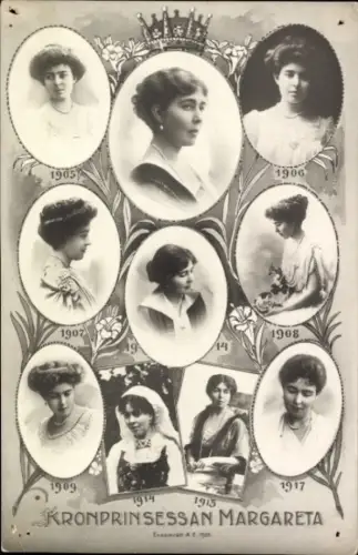 Ak Kronprinzessin Margareta von Schweden, Portraits