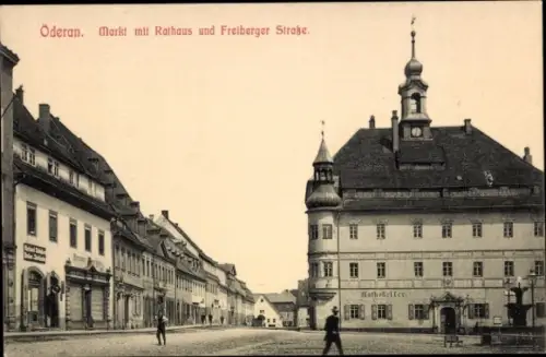Ak Oederan in Sachsen, Markt mit Rathaus, Freiberger Straße