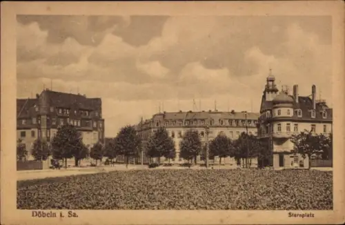 Ak Döbeln in Sachsen, Döbeln i. Sa., Sternplatz, Bäume, Gebäude
