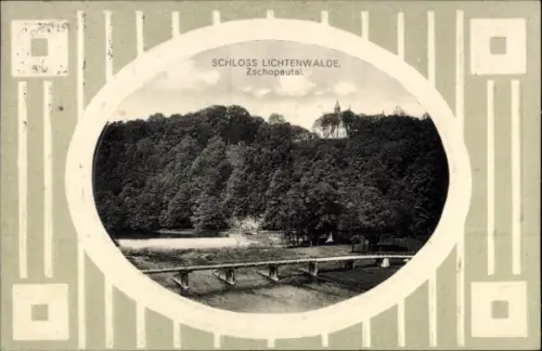 Ak Schönfeld im Zschopautal Thermalbad Wiesenbad im Erzgebirge, Schloss Lichtenwalde