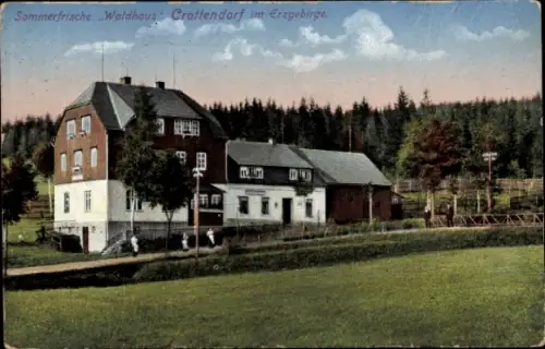 Ak Crottendorf im Erzgebirge, Sommerfrische Waldhaus,  Erzgebirge, Gebäude, Wald, Wiese