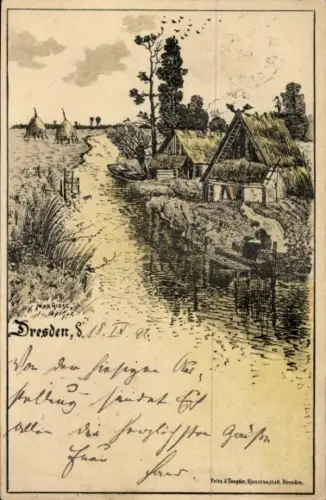 Künstler Ak Giese, Max, Dresden, Dorfpartie
