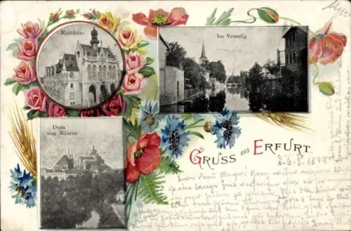 Ak Erfurt in Thüringen, Rathaus, Dom, Im Venedig
