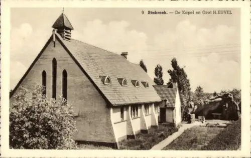 Ak Stabroek Flandern Antwerpen, Kapelle, Grot H. EUVEL, Schwarz-Weiß-Foto