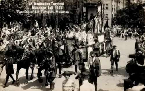 Ak München, 13. Deutsches Turnfest 1923, Festwagen der Turngem. München
