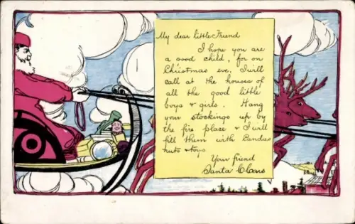 Ak Glückwunsch Weihnachten, Weihnachtsmann, Geschenke, Rentier