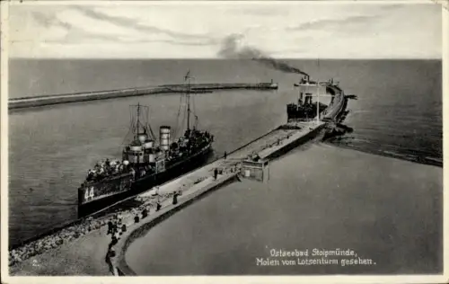 Ak Ustka Stolpmünde Pommern, Molen, Lotsenturm, Dampfer