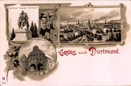 Litho Dortmund, Denkmal, Altes Rathaus, Blick auf Ort