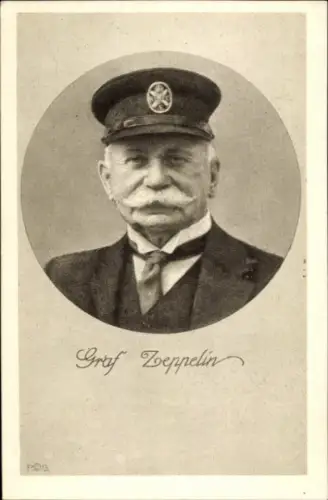 Passepartout Ak Luftschiffkonstrukteur Ferdinand Graf von Zeppelin, Portrait