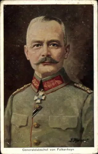 Künstler Ak Hornert, General Erich von Falkenhayn, Portrait