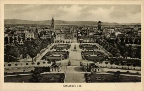 Ak Karlsruhe in Baden, Stadtansicht Karlsruhe, Parkanlagen, Bäume, Gebäude